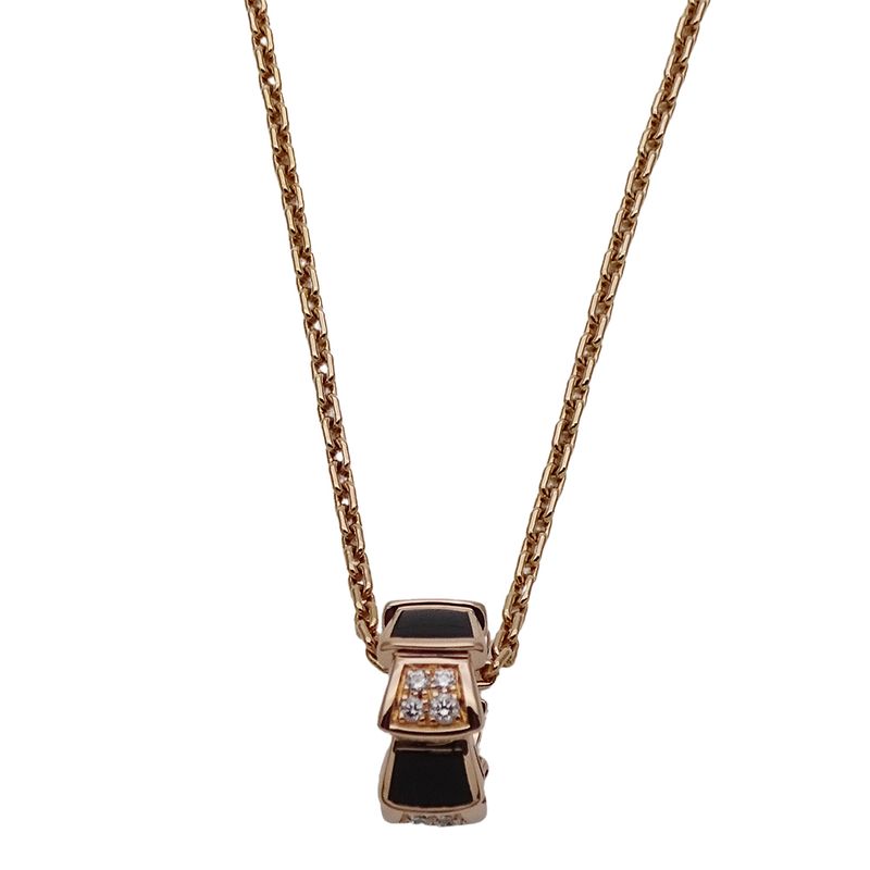 Bulgari Bvlgari Necklace Ladies Brand 750pg Onyx Diamond Serpenti Viper Pink