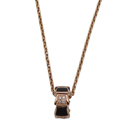 Bulgari Bvlgari Necklace Ladies Brand 750pg Onyx Diamond Serpenti Viper Pink