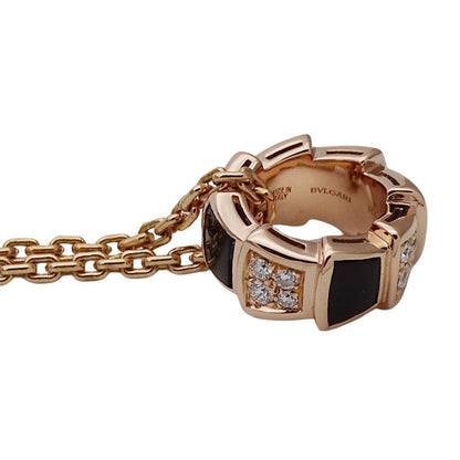 Bulgari Bvlgari Necklace Ladies Brand 750pg Onyx Diamond Serpenti Viper Pink
