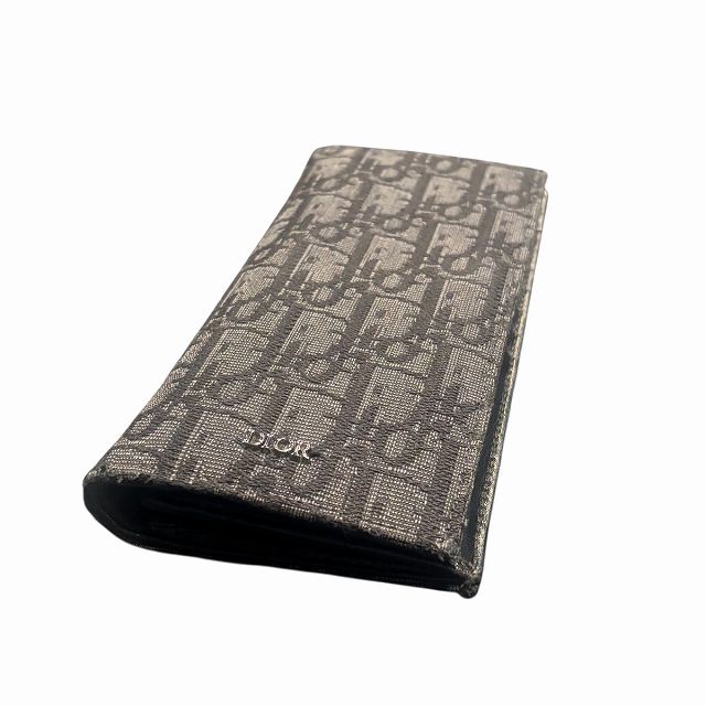 Dior Oblique Jacquard Vertical Long Wallet Bifold Wallet Black 12-bo-0271 AA