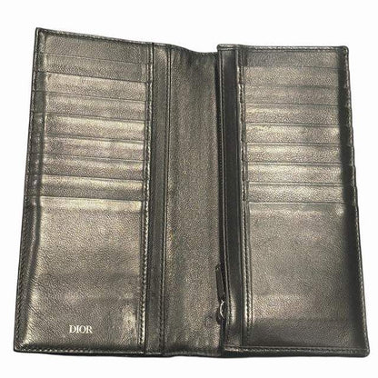 Dior Oblique Jacquard Vertical Long Wallet Bifold Wallet Black 12-bo-0271 AA