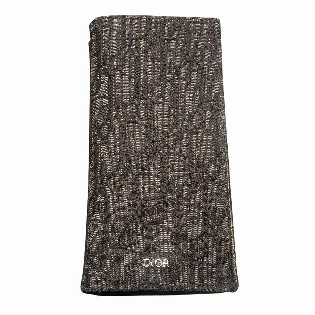 Dior Oblique Jacquard Vertical Long Wallet Bifold Wallet Black 12-bo-0271 AA