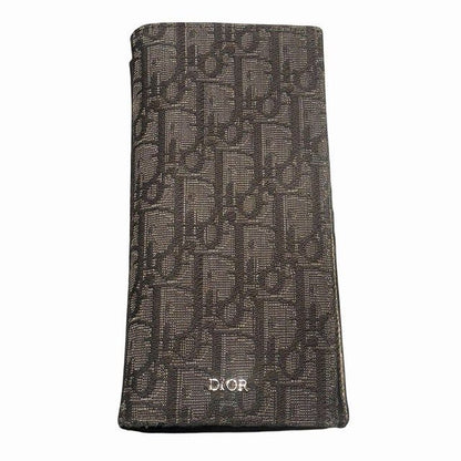 Dior Oblique Jacquard Vertical Long Wallet Bifold Wallet Black 12-bo-0271 AA