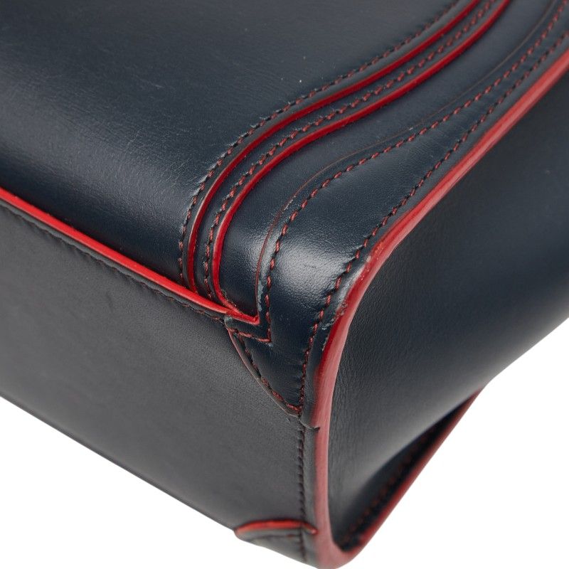 Celine Luggage Nano Shopper Navy Red Leather Women's Celine