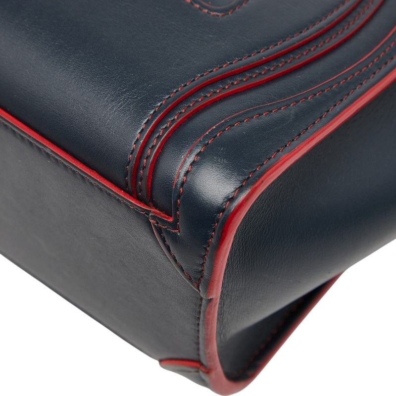 Celine Luggage Nano Shopper Navy Red Leather Women's Celine