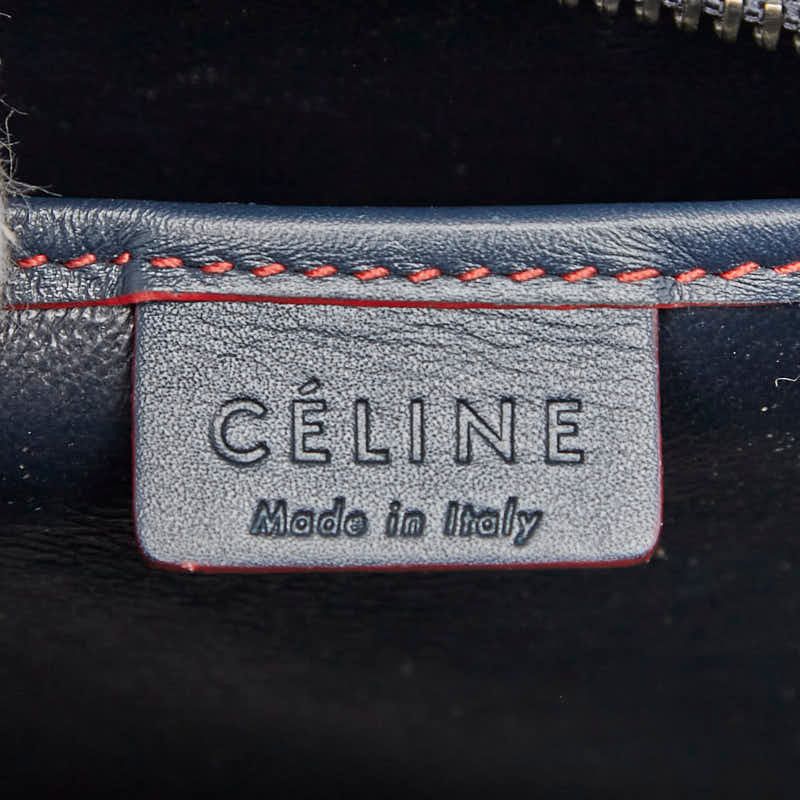 Celine Luggage Nano Shopper Navy Red Leather Women's Celine