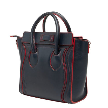 Celine Luggage Nano Shopper Navy Red Leather Women's Celine