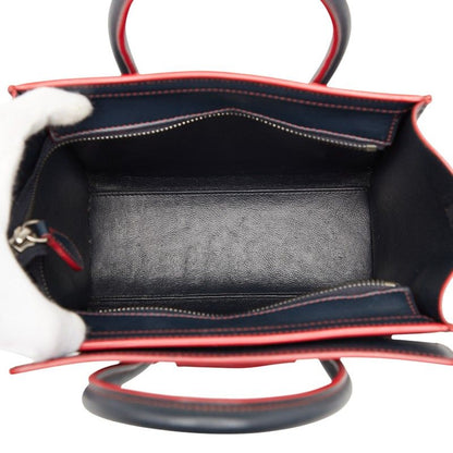 Celine Luggage Nano Shopper Navy Red Leather Women's Celine