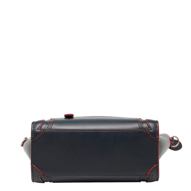 Celine Luggage Nano Shopper Navy Red Leather Women's Celine