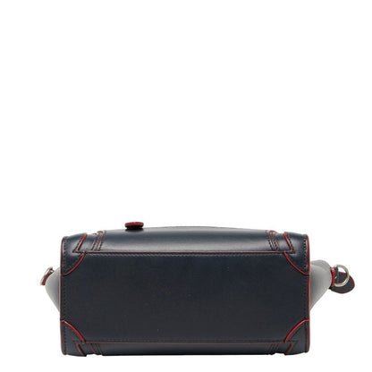 Celine Luggage Nano Shopper Navy Red Leather Women's Celine