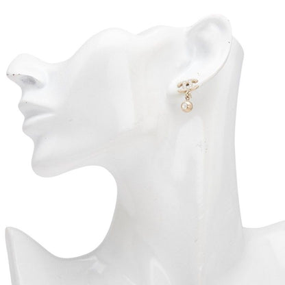 Chanel Coco Mark Swing Stud Gold Faux Pearl Plated Ladies Chanel