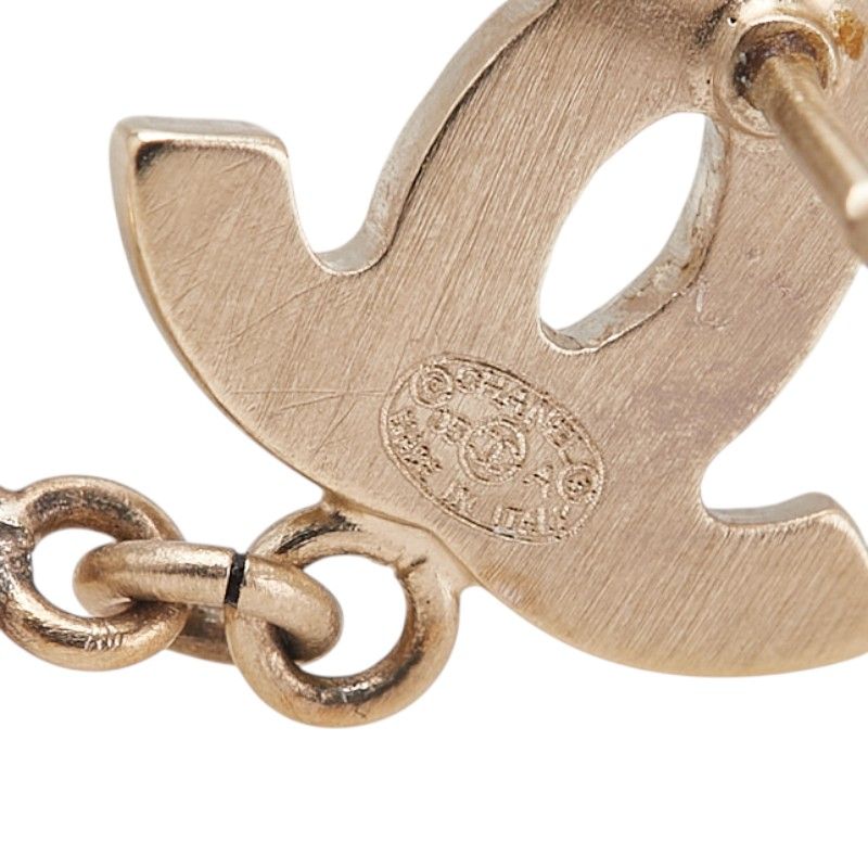 Chanel Coco Mark Swing Stud Gold Faux Pearl Plated Ladies Chanel