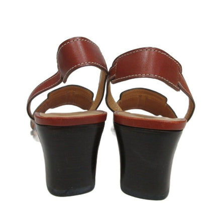 Hermes Leather Suring Back Sandals H Logo Mules Brown 35 1 2 Ibo84