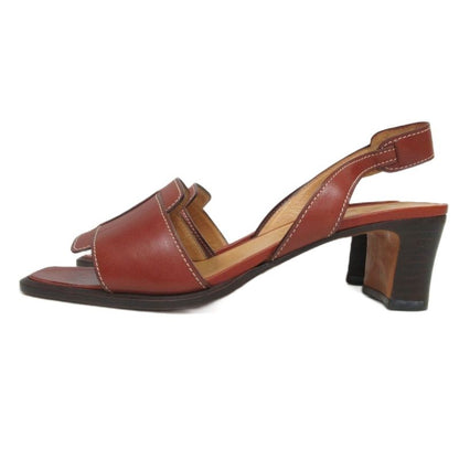 Hermes Leather Suring Back Sandals H Logo Mules Brown 35 1 2 Ibo84