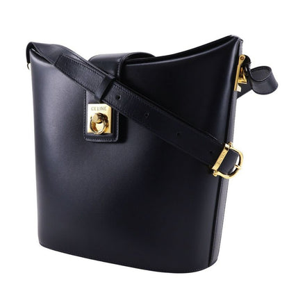 Celine Old Celine Vintage Calf Black Women's Shoulder Bag