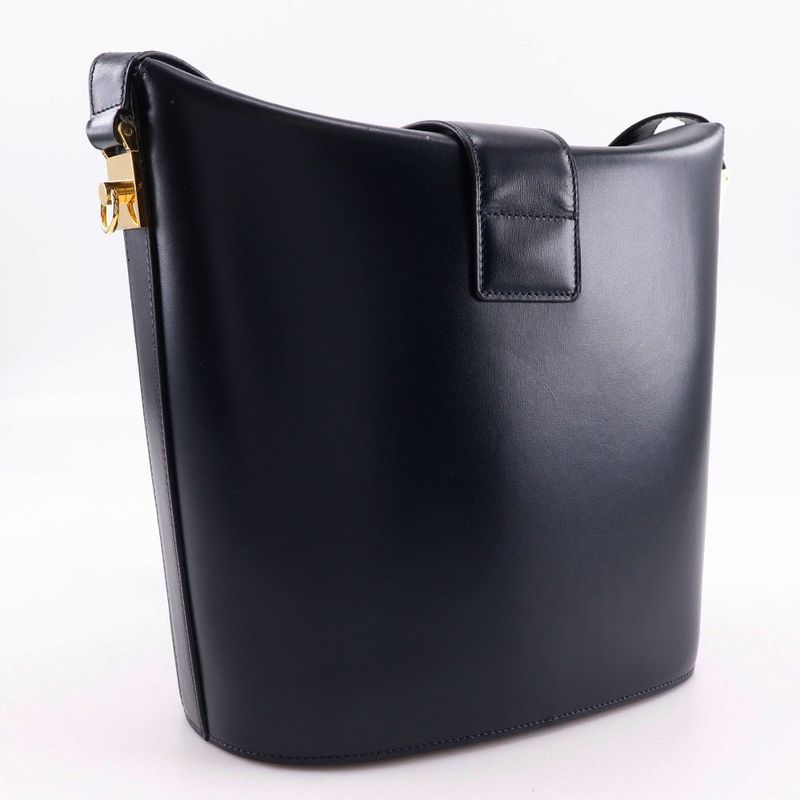 Celine Old Celine Vintage Calf Black Women's Shoulder Bag