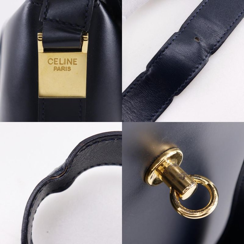 Celine Old Celine Vintage Calf Black Women's Shoulder Bag