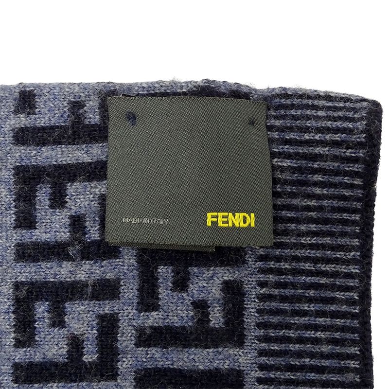 Fendi Scarf Women Men Brand Zucca Wool Blue Navy Warm Autumn Winter Fashionable