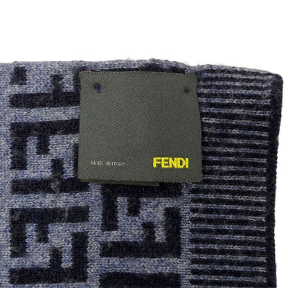 Fendi Scarf Women Men Brand Zucca Wool Blue Navy Warm Autumn Winter Fashionable