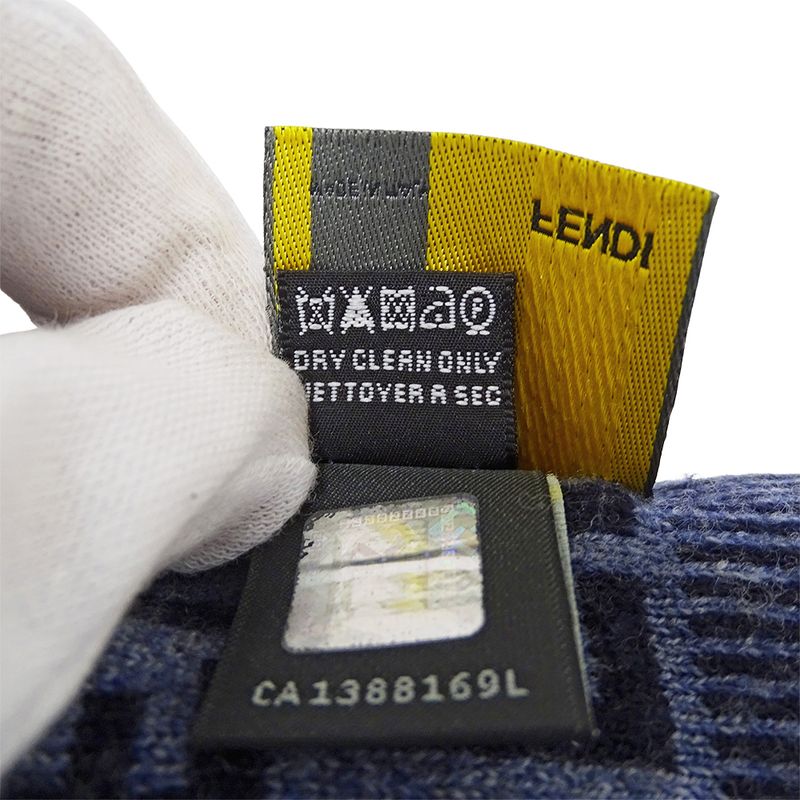 Fendi Scarf Women Men Brand Zucca Wool Blue Navy Warm Autumn Winter Fashionable