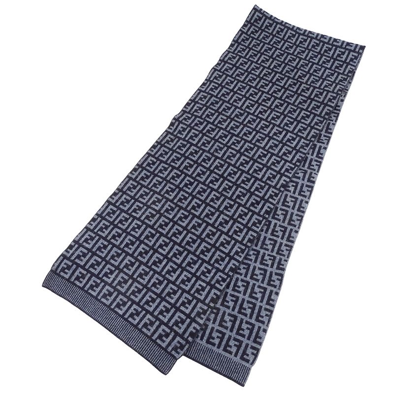 Fendi Scarf Women Men Brand Zucca Wool Blue Navy Warm Autumn Winter Fashionable
