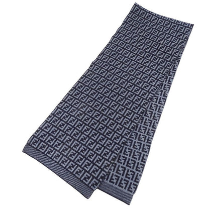 Fendi Scarf Women Men Brand Zucca Wool Blue Navy Warm Autumn Winter Fashionable