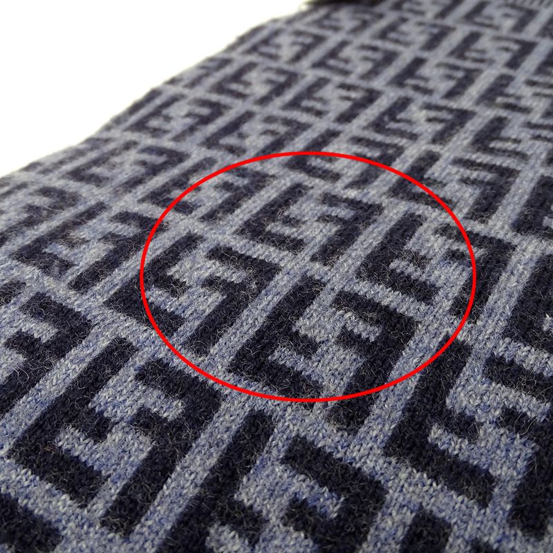Fendi Scarf Women Men Brand Zucca Wool Blue Navy Warm Autumn Winter Fashionable