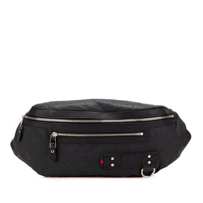 Guccissima Body Bag Waist Bag 246409 Black Leather Rubber Men's Gucci