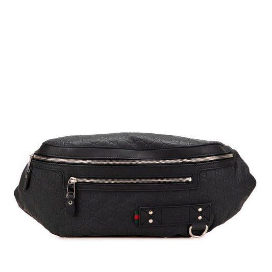 Guccissima Body Bag Waist Bag 246409 Black Leather Rubber Men's Gucci