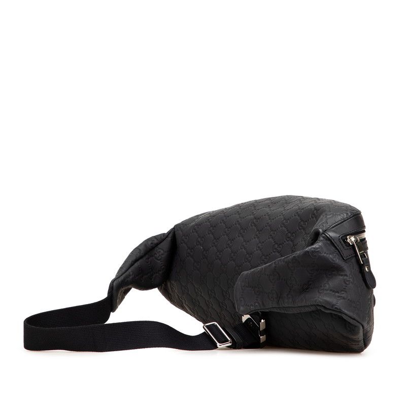 Guccissima Body Bag Waist Bag 246409 Black Leather Rubber Men's Gucci