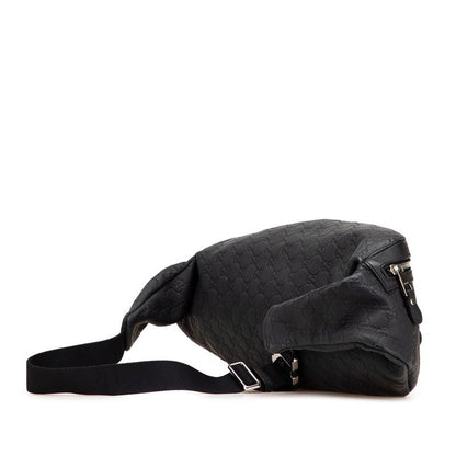Guccissima Body Bag Waist Bag 246409 Black Leather Rubber Men's Gucci