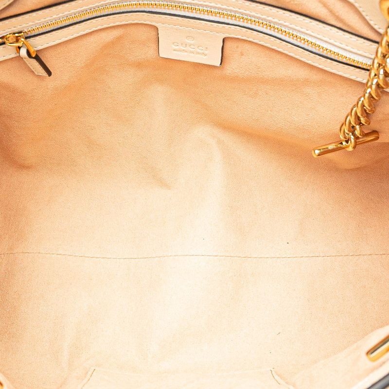 Gucci GG Supreme Padlock Medium Chain Tote Shoulder Bag 479197 Beige White PVC