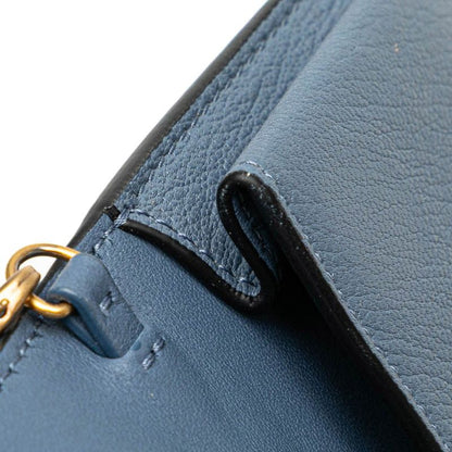 Dior Saddle Chain Shoulder Wallet Blue Gray Leather Women's Dior