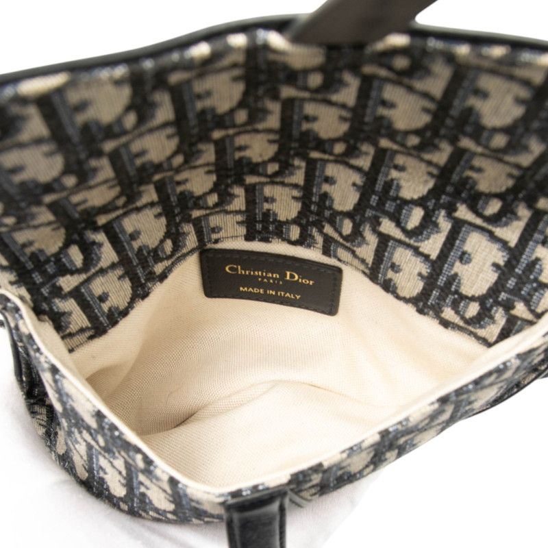 Dior Oblique Saddle Body Bag Waist Bag Navy Beige Canvas Leather Women's Dior