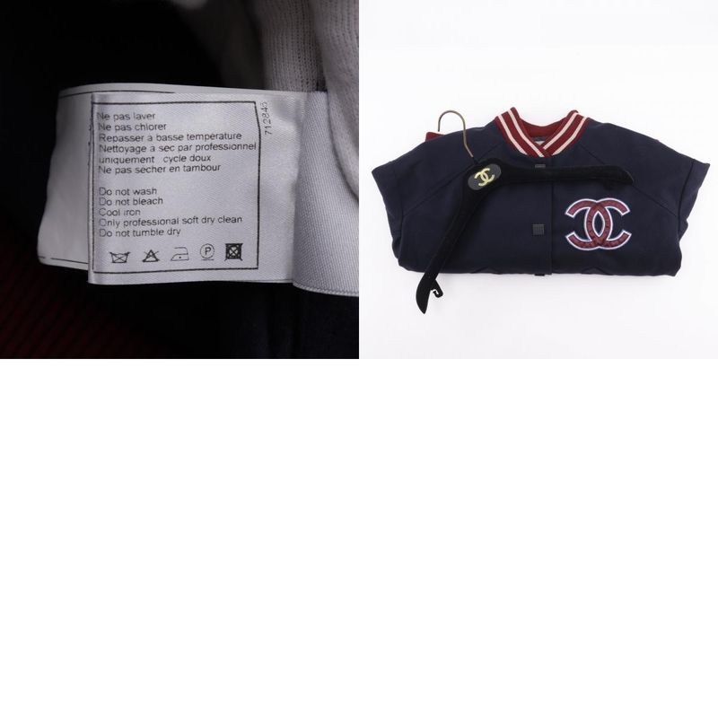 Chanel Baseball Stadium Jacket Sport Line 04P P23442 Wool Navy Blue Women's