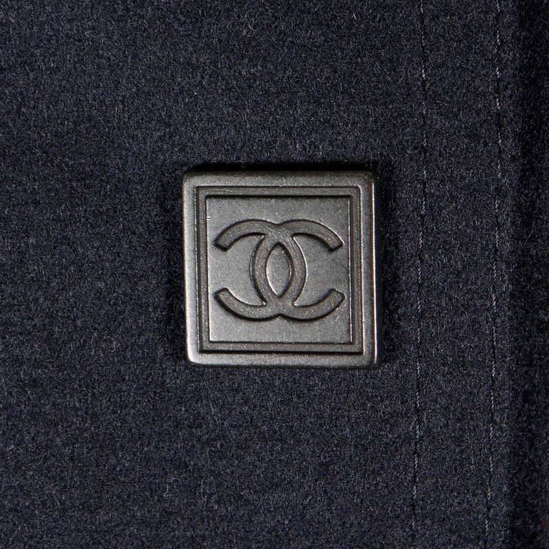 Chanel Baseball Stadium Jacket Sport Line 04P P23442 Wool Navy Blue Women's