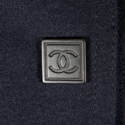 Chanel Baseball Stadium Jacket Sport Line 04P P23442 Wool Navy Blue Women's