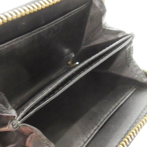 Gucci Shimmer Coin Case Coin Purse Card Case Leather Round Zipper GG Black