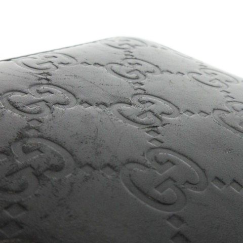 Gucci Shimmer Coin Case Coin Purse Card Case Leather Round Zipper GG Black