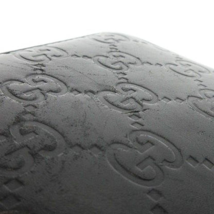 Gucci Shimmer Coin Case Coin Purse Card Case Leather Round Zipper GG Black