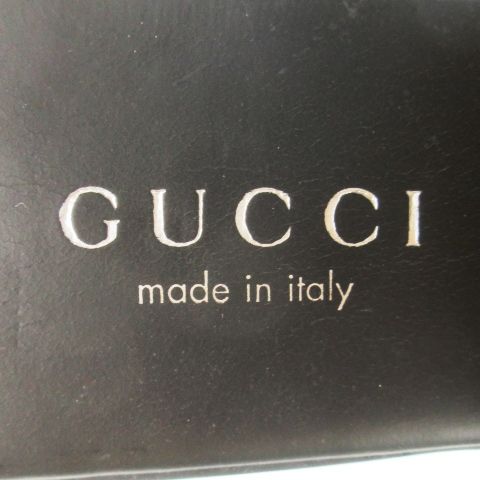 Gucci Flat Sandals Mules Square Toe Leather G Logo 36 23.0cm (9.06in) Black