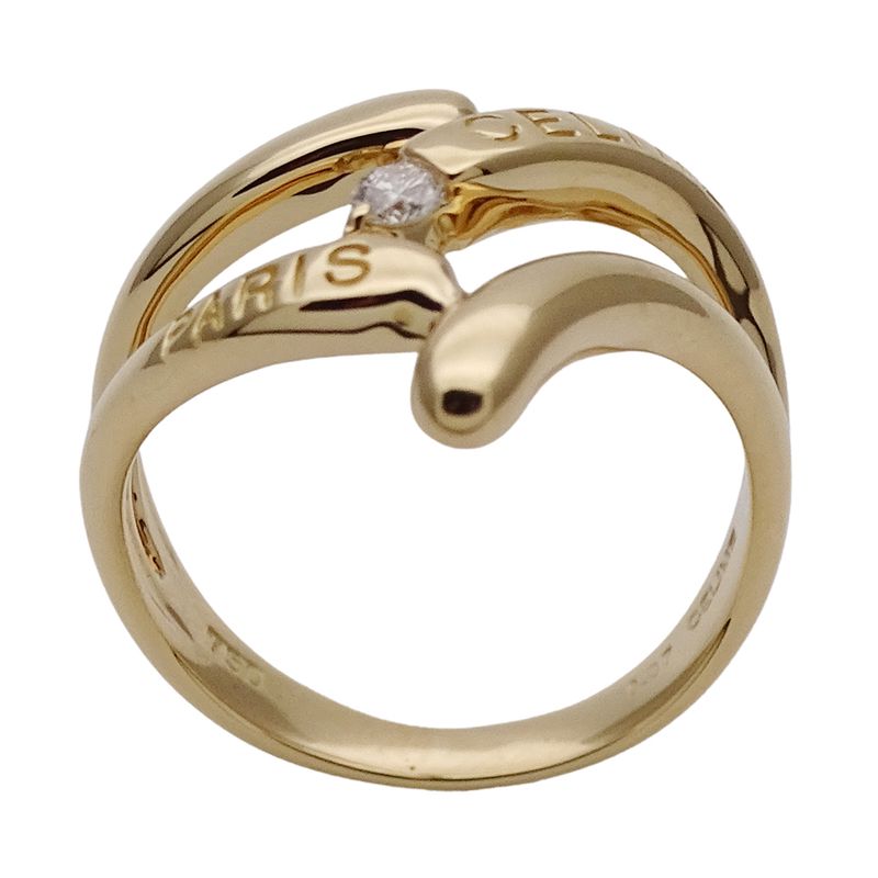 Celine Ring Ladies Brand Ring 750yg Diamond D007 Yellow Gold Approx Size 14