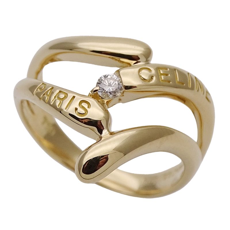 Celine Ring Ladies Brand Ring 750yg Diamond D007 Yellow Gold Approx Size 14