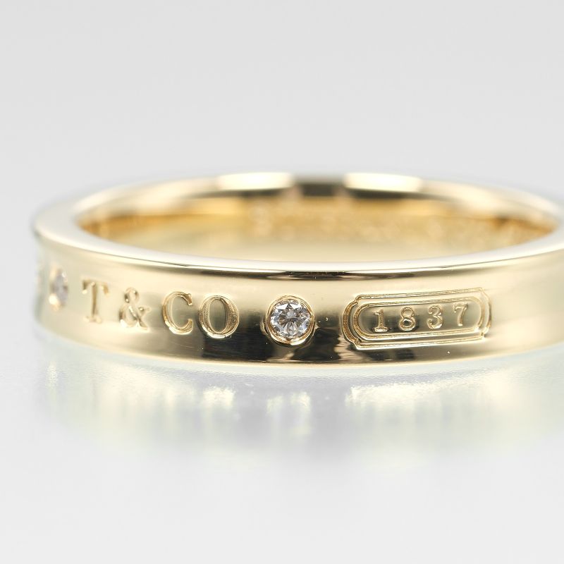Tiffany & Co 1837 18K Yellow Gold And 2P Diamonds #15 Ladies 6.35g Ring