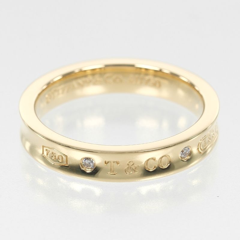 Tiffany & Co 1837 18K Yellow Gold And 2P Diamonds #15 Ladies 6.1g Ring