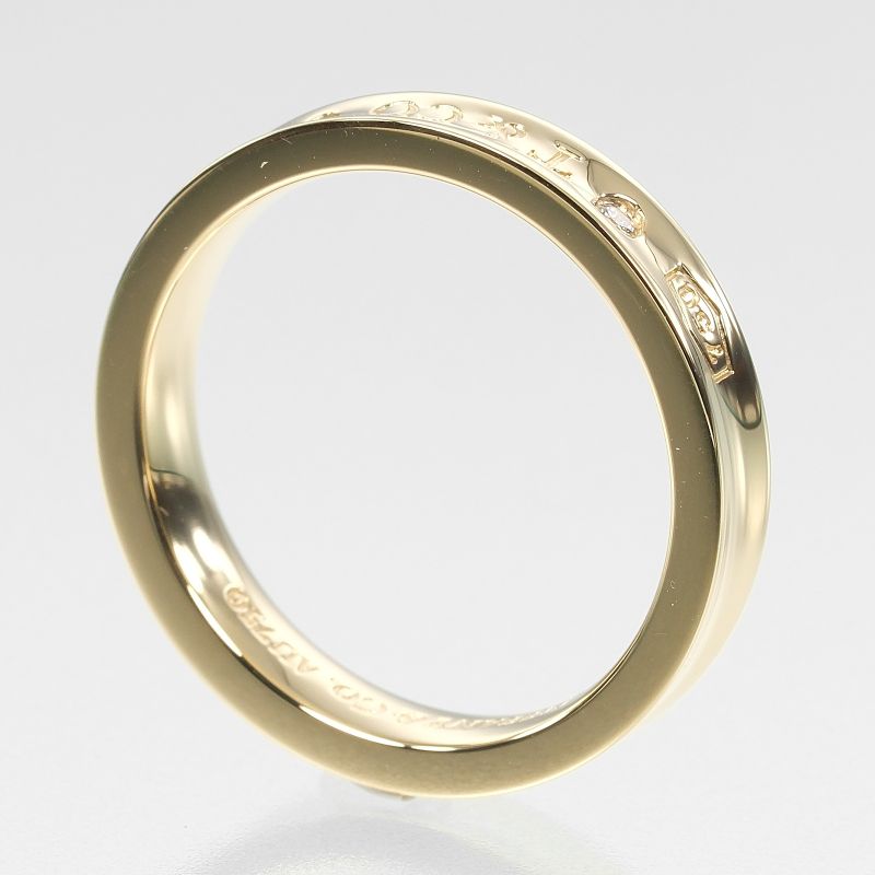 Tiffany & Co 1837 18K Yellow Gold And 2P Diamonds #15 Ladies 6.1g Ring