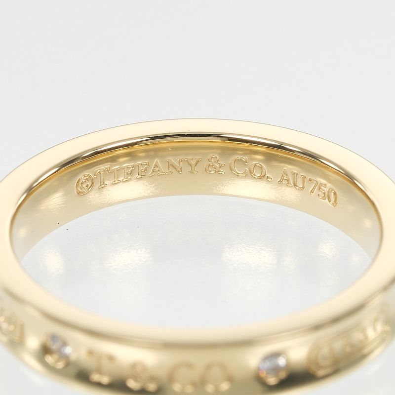 Tiffany & Co 1837 18K Yellow Gold And 2P Diamonds #15 Ladies 6.1g Ring