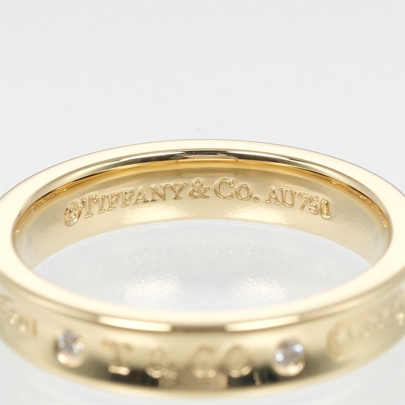 Tiffany & Co 1837 18K Yellow Gold And 2P Diamonds #15 Ladies 6.6g Ring