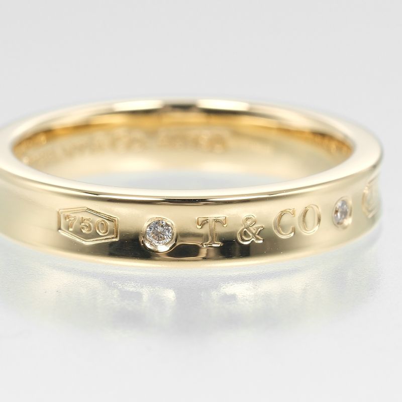 Tiffany & Co 1837 18K Yellow Gold And 2P Diamonds #15 Ladies 6.6g Ring