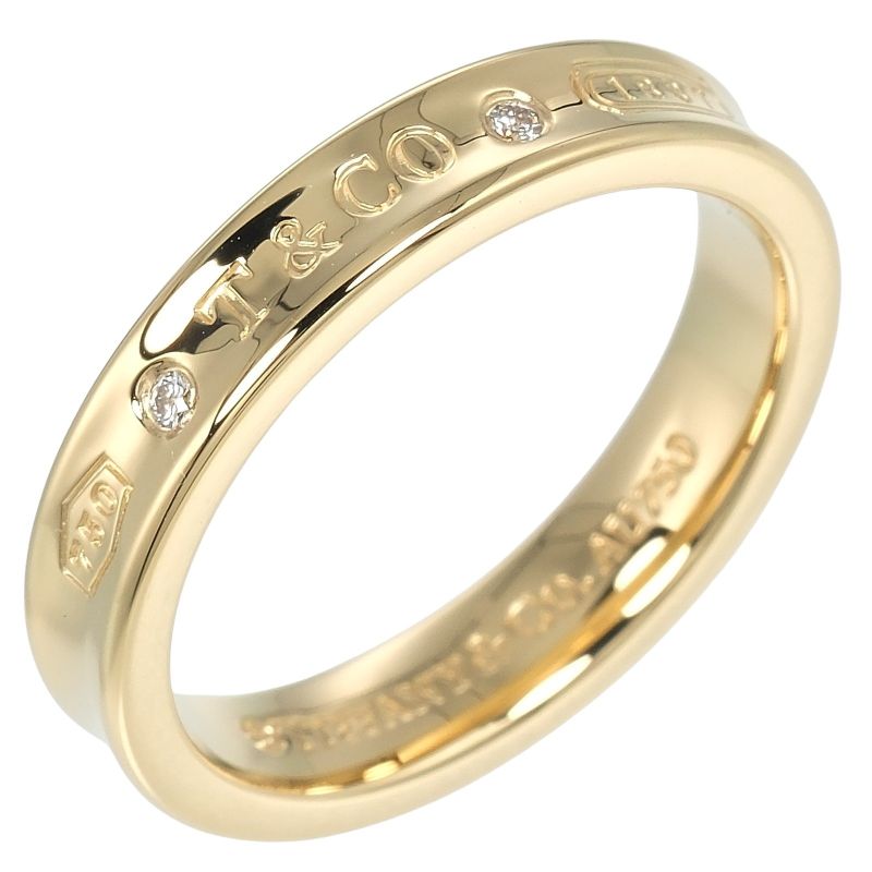 Tiffany & Co 1837 18K Yellow Gold And 2P Diamonds #15 Ladies 6.6g Ring